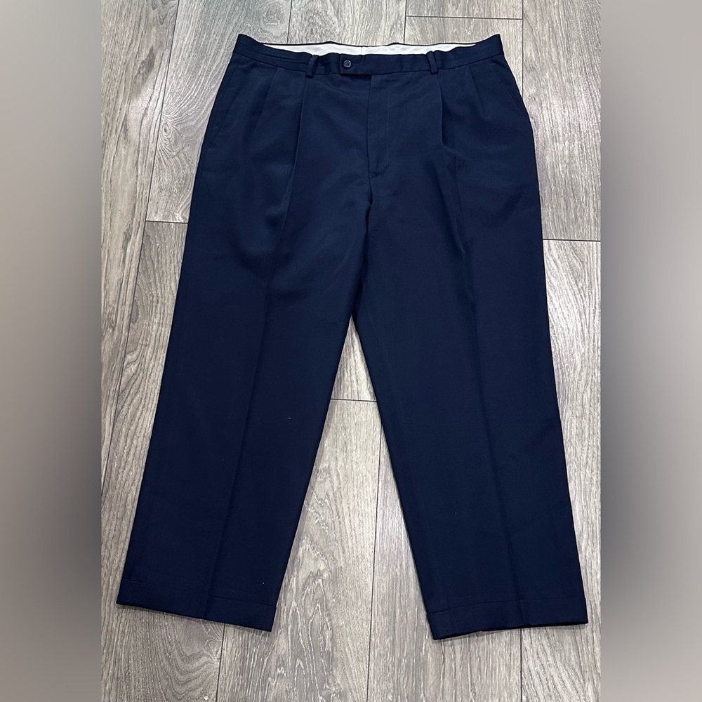 Louis Raphael Women’s Tailored Pants - Navy Blue, 100% Wool, Size 36